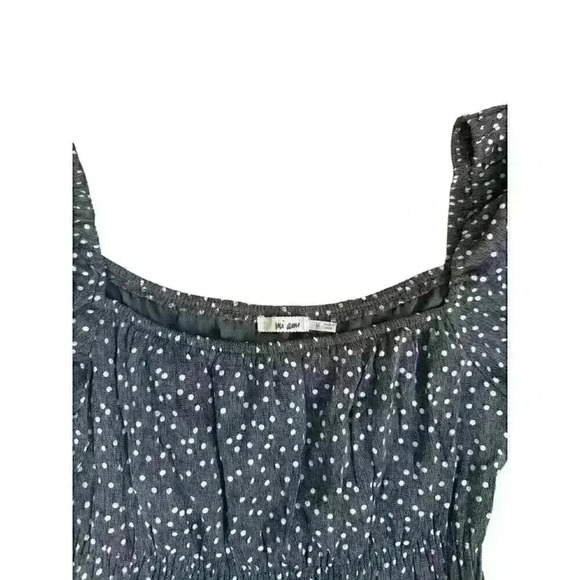 Mi‎ Ami Grey & White Puffy Sleeve Dress w/Rouched Waist Size Medium - Picture 2 of 7